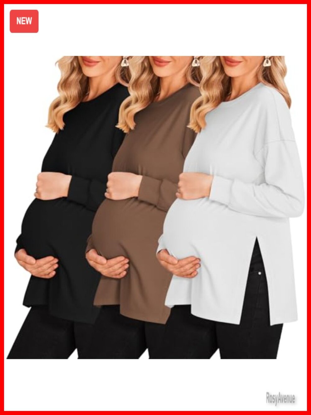 Maternity Shirts 3 Pack Split Side Pregnancy Workout Tops Ruched